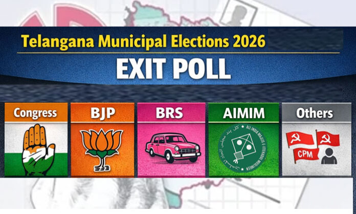 People’s Pulse exit poll survey predicting Congress lead in Telangana municipal elections 2026
