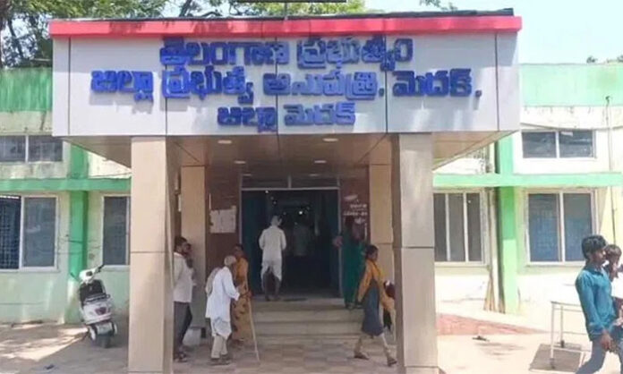 ACB officials conducting a surprise raid at Government Area Hospital Medak to investigate medical fee reimbursement irregularities