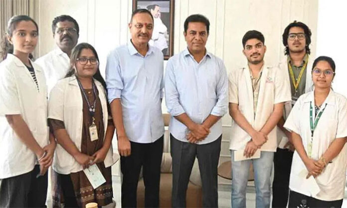 BRS MLA Bandari Lakshma Reddy provides financial assistance to 16 MBBS students in Hyderabad’s Uppal constituency, with cheques handed over by KTR