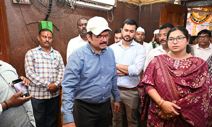 Officials inspecting arrangements at Basara Temple ahead of Chief Minister Revanth Reddy’s visit and Godavari Pushkarams preparations.