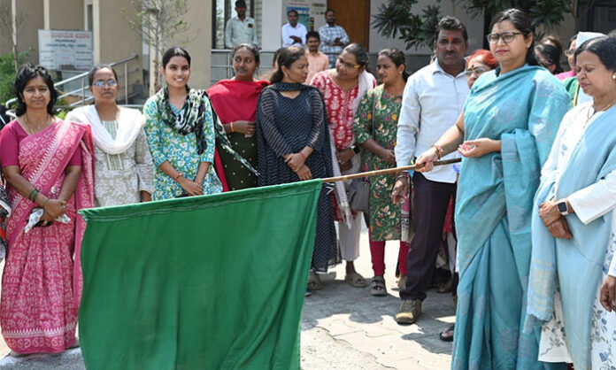 District Collector Abhilasha Abhinav inaugurating Women’s Day sports competitions for women employees at Collectorate premises