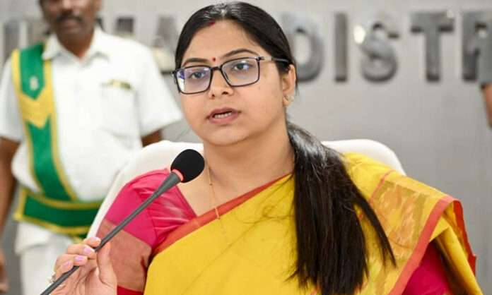 Abhilasha Abhinav announcing compassionate appointments filled across district departments