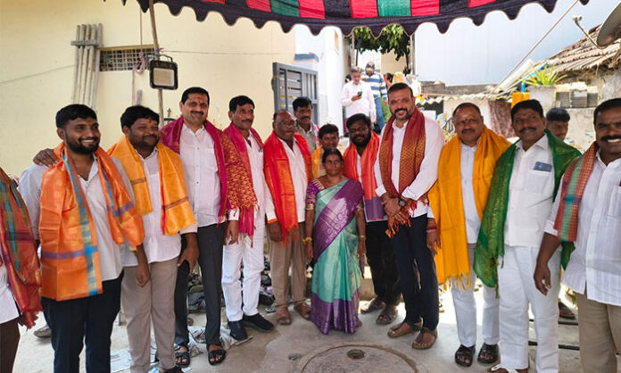 Inauguration of Indiramma house for eligible beneficiary in Medchal by Congress Party leaders.