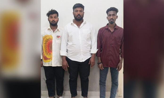 Police personnel taking action against DJ noise pollution in Jawahar Nagar where three persons allegedly attacked and obstructed police duties.