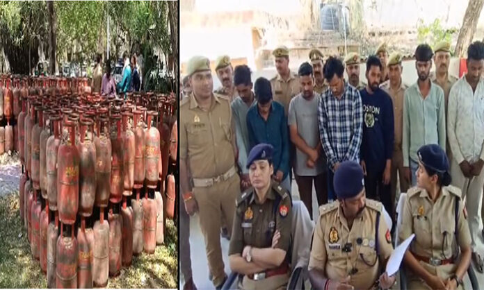 Jhansi police solve truck hijacking case involving 524 LPG cylinders and Rs. 11.10 lakh cash, arresting seven accused over non-payment of salary.