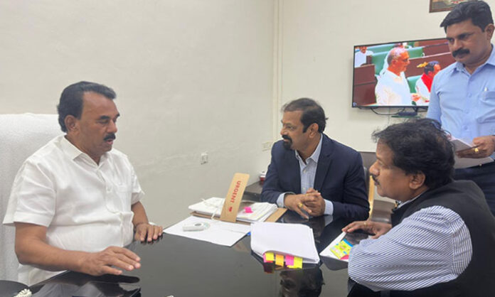 Minister Jupally Krishna Rao reviewing the situation at Basara IIIT campus amid student protests in Hyderabad.