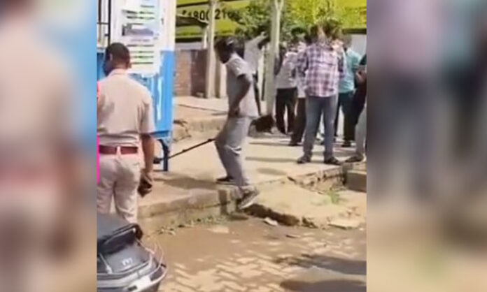 Police and bomb squad personnel conducting a search operation at Mulugu District Court following a bomb threat email.