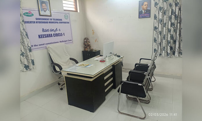 Residents highlighting drainage and road problems as officials remain unavailable at Keesara Circle office