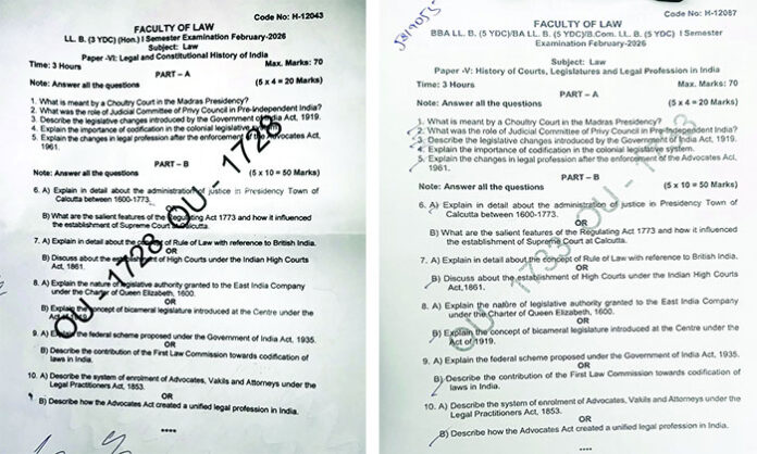 Osmania University law exams controversy over identical question papers for two courses