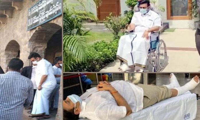 Raghuramakrishna Raju thanks N. Chandrababu Naidu and Nara Lokesh after undergoing left wrist surgery