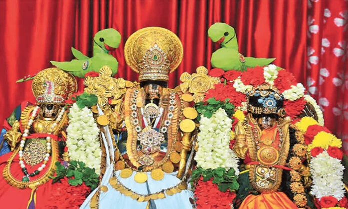 Sri Rama and Sita Devi’s celestial wedding celebrated with rituals, flowers, and divine festivities during Rama Navami