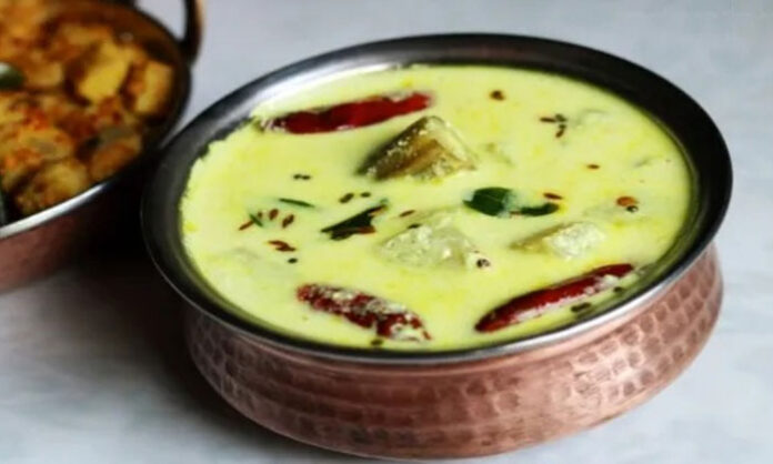 Telangana traditional Salla Charu buttermilk soup prepared with curd ginger green chilli and curry leaves