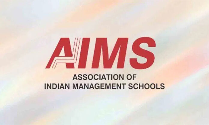 Officials from Telangana Higher Education Council and AIMS signing an MoU at Masab Tank office to enhance management education opportunities.