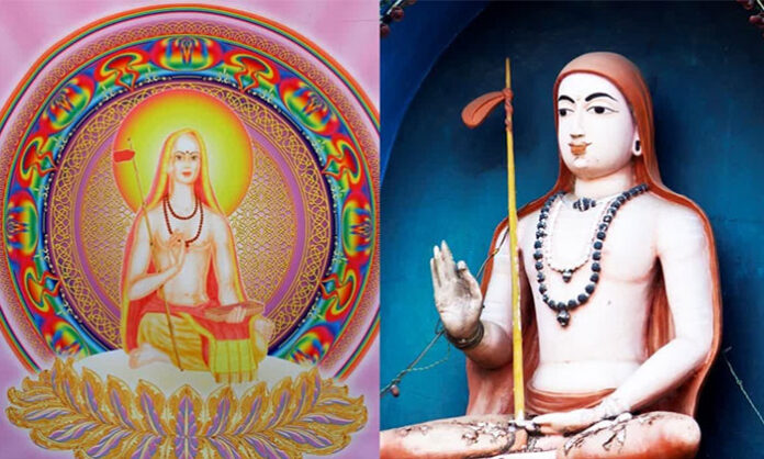 Adi Shankara spiritual guru of Sanatana Dharma depicted as universal teacher and founder of Advaita Vedanta philosophy