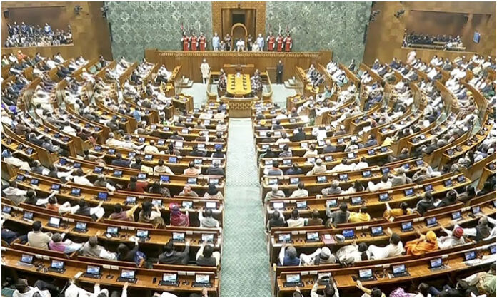 Lok Sabha session where the Amaravati capital bill was approved, with members supporting the resolution while YCP staged a walkout.