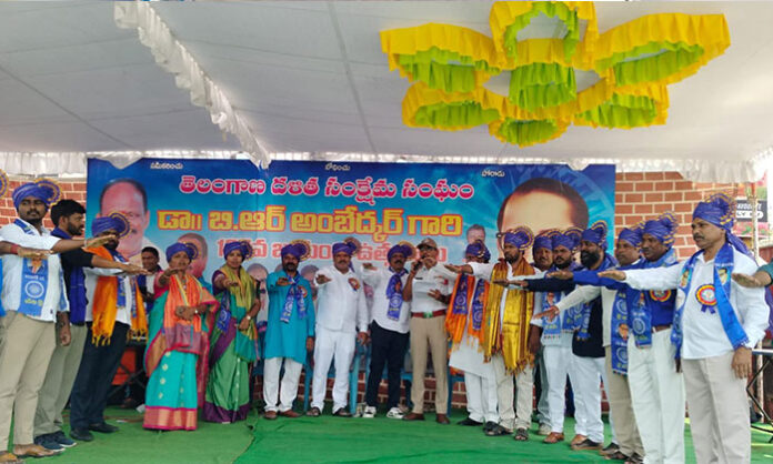 Traffic police conducting Arrive Alive road safety pledge during Ambedkar Jayanti celebrations in Balanagar