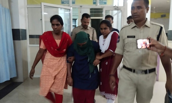 Relatives and hospital staff intercepting a woman attempting to abduct an infant at MCH Hospital in Jangaon