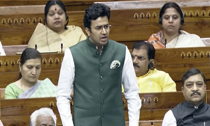 BRSV activists protesting against Tejasvi Surya remarks at BJP office in Hyderabad