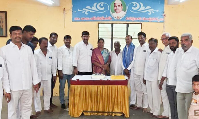 Tributes paid to Babu Jagjivan Ram during grand birth anniversary celebrations in Addagutta, with Lingani Prasannalakshmi garlanding his portrait.