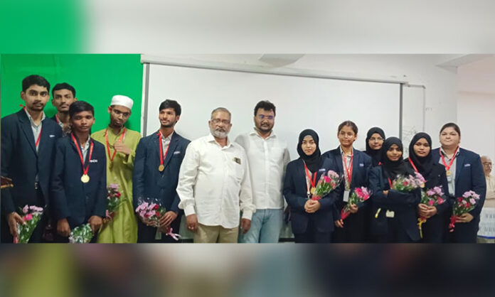 CMS Educational Institutions students celebrating record breaking Intermediate results with multiple state rankers in MEC and CEC streams