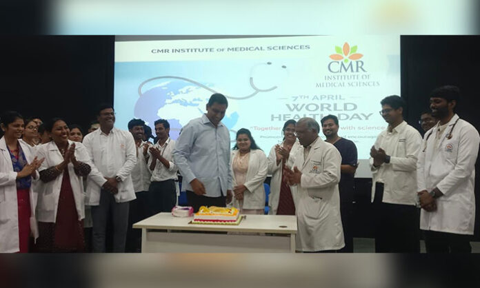 Ch Gopal Reddy attending National Health Day program at CMR College with students and faculty members