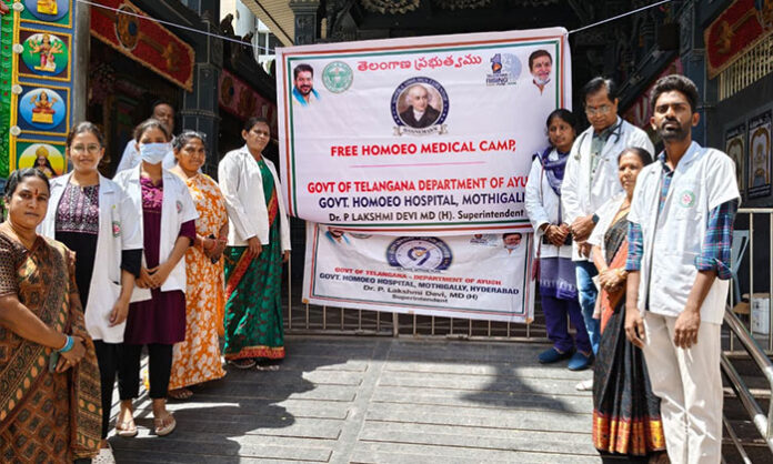 Free homeopathy medical camp in Hyderabad where doctors provided checkups and medicines to 96 patients