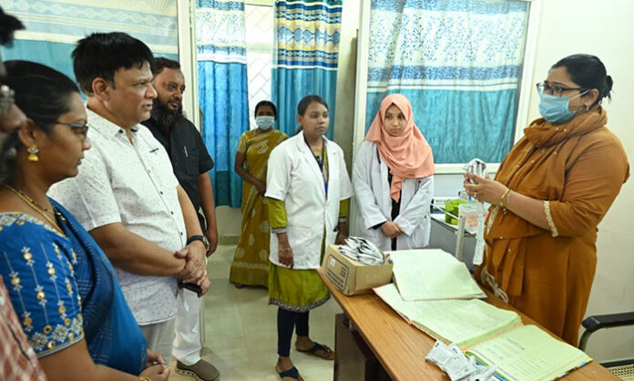 District Collector Abhilasha Abhinav inspecting emergency medical services and hospital facilities