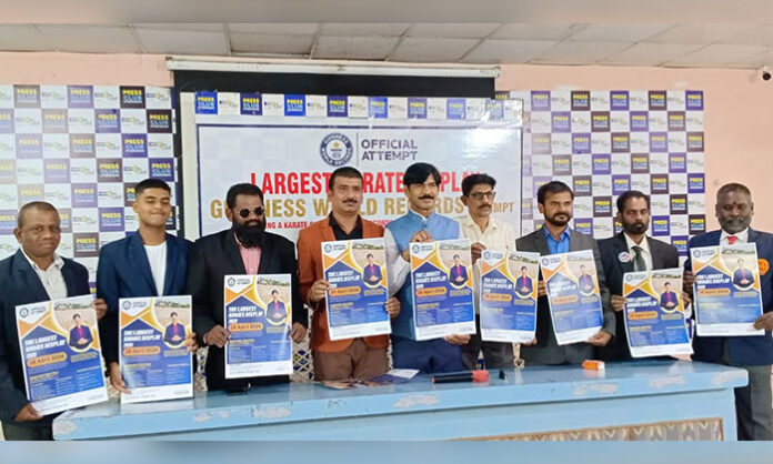 Press conference announcing Guinness World Record karate demonstration event at Gachibowli Stadium by International Taekwondo Academy