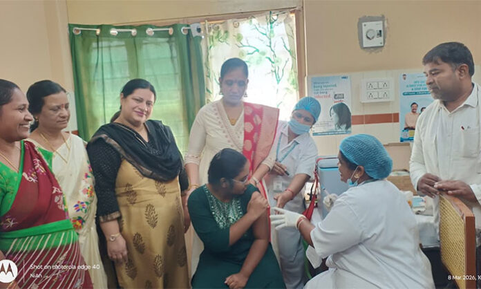 Ranga Reddy DM&HO Lalitha Devi promoting the HPV vaccination for girls to prevent cervical cancer.