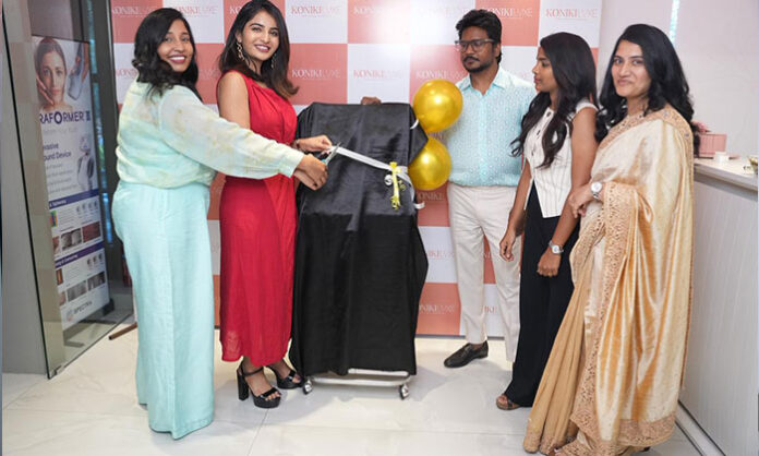 Actress Ananya Nagalla launching Koniki Luxe skincare clinic by Ram Koniki at Jubilee Hills Hyderabad.