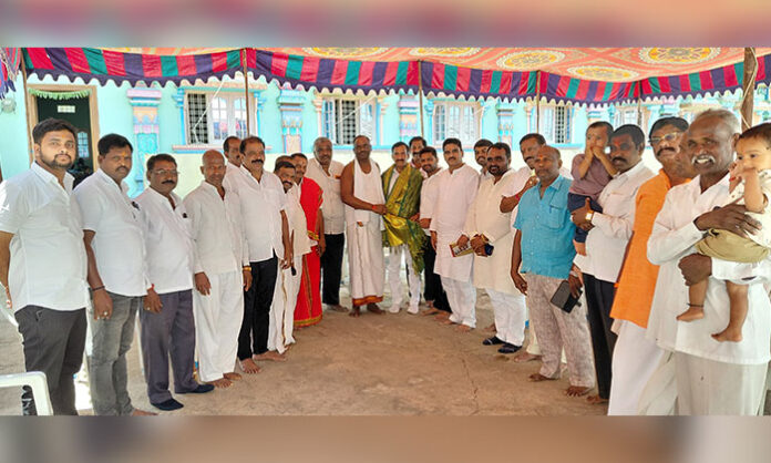 Hanuman Jayanti celebrations in Kucharam village with Vantru Pratap Reddy participating in rituals and receiving felicitation.