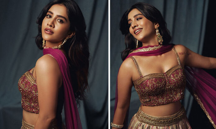 Actress Nabha Natesh new stills showing her comeback after injury and upcoming films Swayambhu and Nagabandham