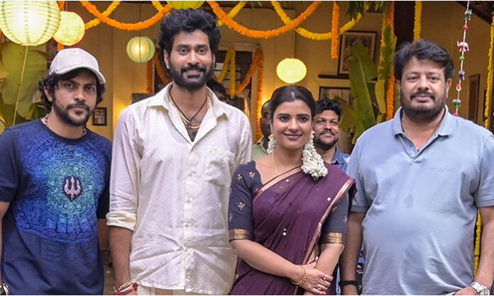 Oh Sukumari movie team celebrates shooting wrap with Thiruveer and Aishwarya Rajesh