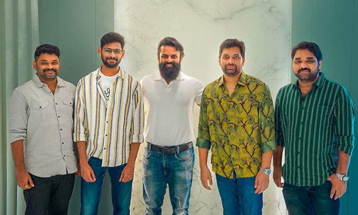 First poster of #SDT19 featuring Sai Durgha Tej in a lone warrior pose before a massive celestial formation, hinting at a mythic sci-fi epic.