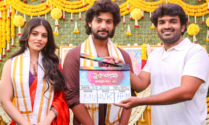Aadi Sai Kumar’s new movie Sairabanu launched with grand pooja ceremony, featuring a romantic fantasy-themed poster and a unique love story backdrop.