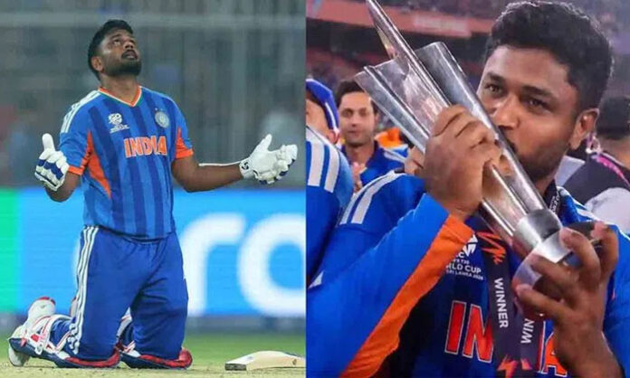 Sanju Samson receiving ICC Player of the Month award for outstanding T20 World Cup performances