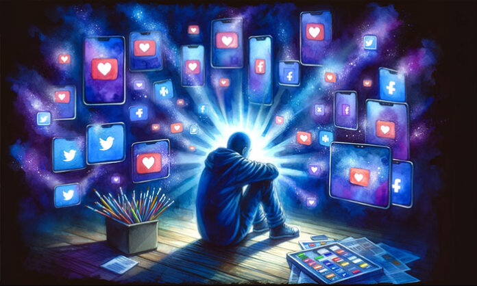 Modern society reflection on social media addiction, lifestyle hypocrisy, and disconnect from real life issues