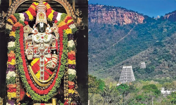 Tumburu Theertham in Tirumala hills during the Mukkoti festival, a sacred holy water site associated with Gandharva Tumburu and Lord Venkateswara, attracting devotees for ritual baths and celebrations.