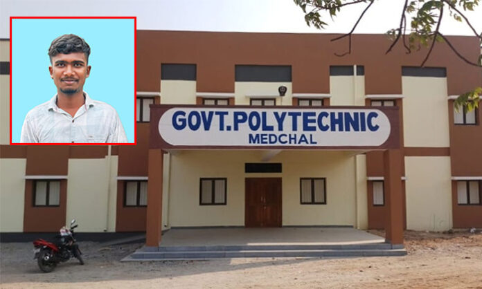 Medchal Polytechnic College students facing water scarcity and using nearby quarry pits for bathing due to lack of facilities.