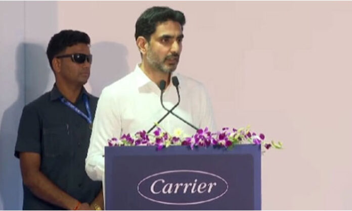 Nara Lokesh at Sri City announcing Andhra Pradesh plan to become major AC manufacturing hub in India