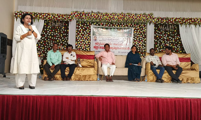 Farmers attending awareness program during Farmers Week in Bellampally organized by agriculture and horticulture departments