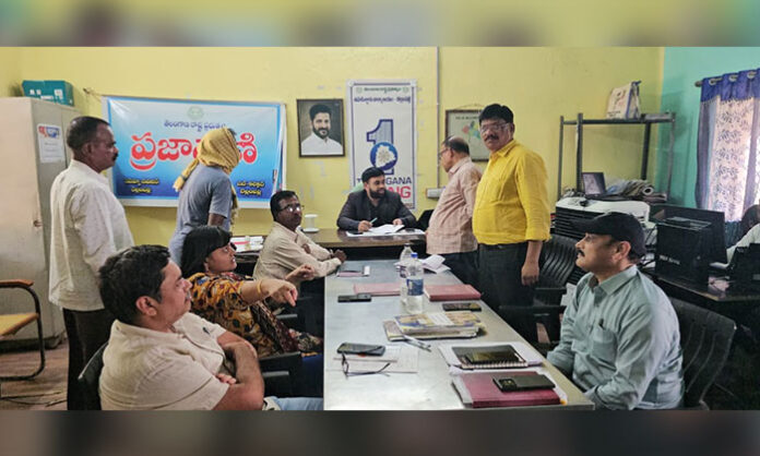 Prajavani public grievance program conducted at Tahsildar office in Bellampally under Sub Collector supervision