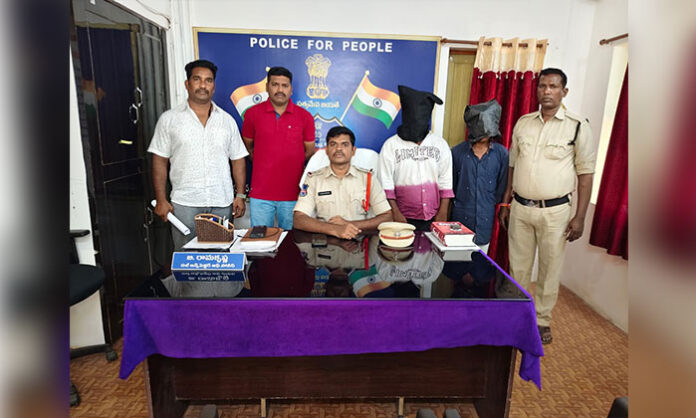 Police seizing marijuana and cannabis plants during raid in Batwanpalli village Bellampally under NDPS Act