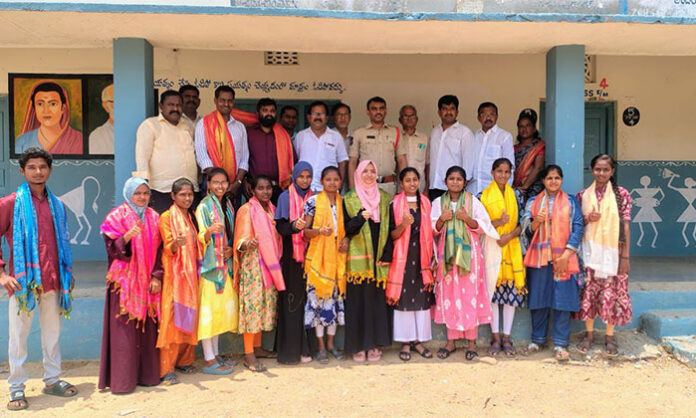 Bathula Balaraju felicitates Chinnachintakunta Government Junior College students for outstanding Intermediate exam performance.