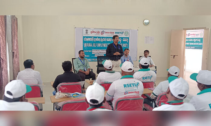 Unemployed rural youth attending free self-employment training at RSETI Wanaparthy with Mudra loan assistance support.