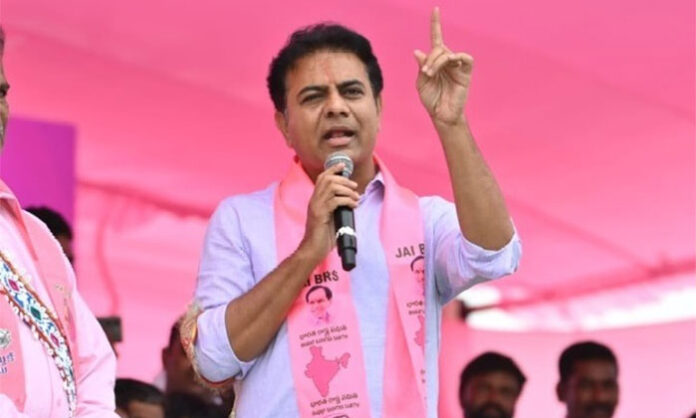 KTR addressing BRS general body meeting in Kukatpally discussing voter list revision and party strategy for Telangana politics.