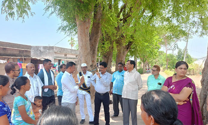 District Additional Collector inspecting plastic-free awareness activities at Gram Panchayat in Mancherial district