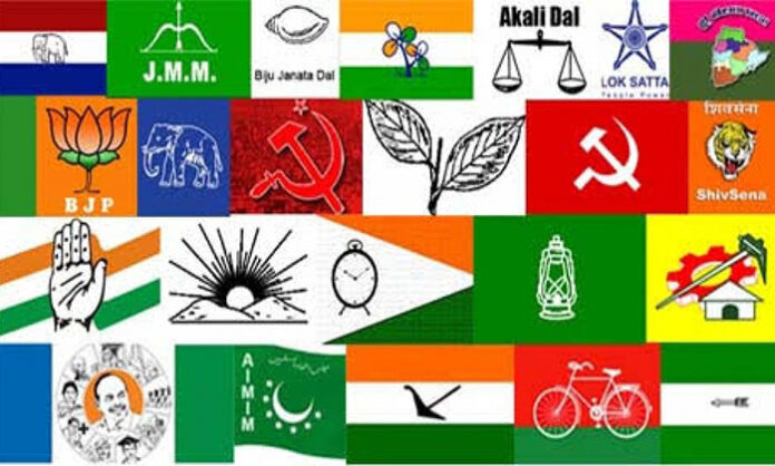 Conceptual representation of political parties serving the people and delivering welfare to every citizen in a democracy
