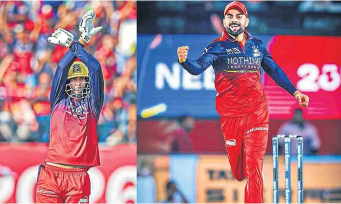 Royal Challengers Bangalore celebrates after becoming the first team to qualify for the IPL 2026 playoffs.