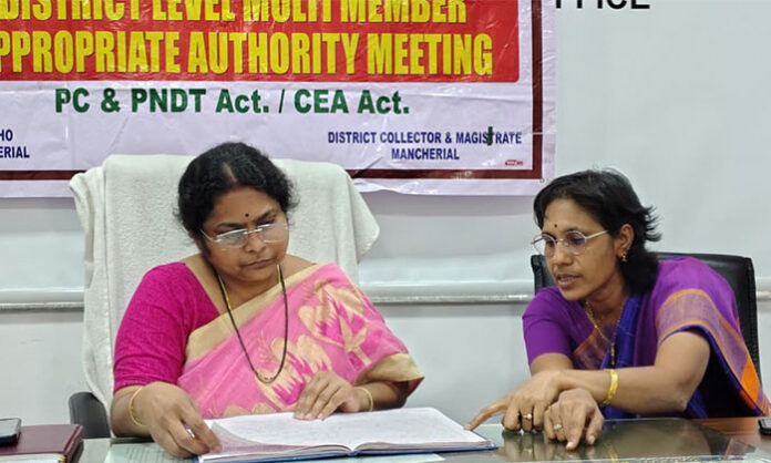 District Medical and Health Officer Dr. Anita addresses a district-level advisory committee meeting on the PCPNDT Act and prevention of illegal sex determination tests.